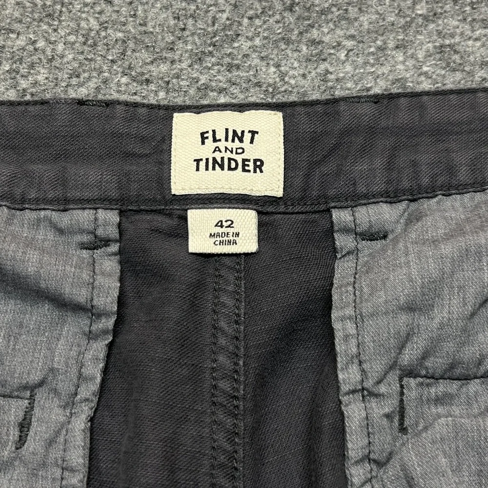 Flint And Tinder Pants Mens 42 Gray Linen Blend Straight Fit Chino Casual